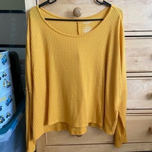 Arizona, yellow long sleeve, crop top waffle knit shirt, size XXL